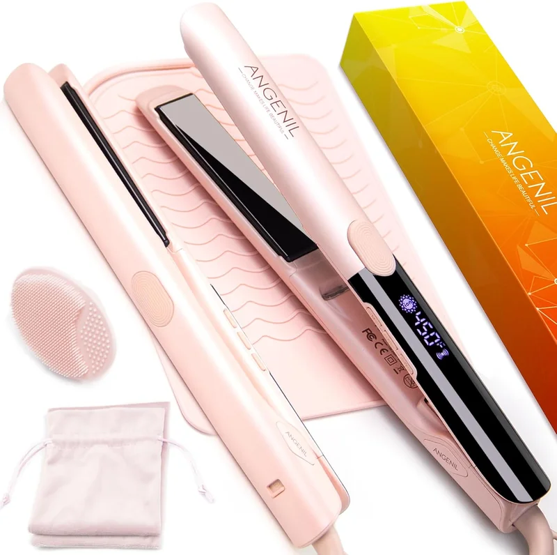 ANGENIL Dual Voltage Hair Straightener and Curler - Rank 8 in Best Flat Iron For Thick Hair of 2025