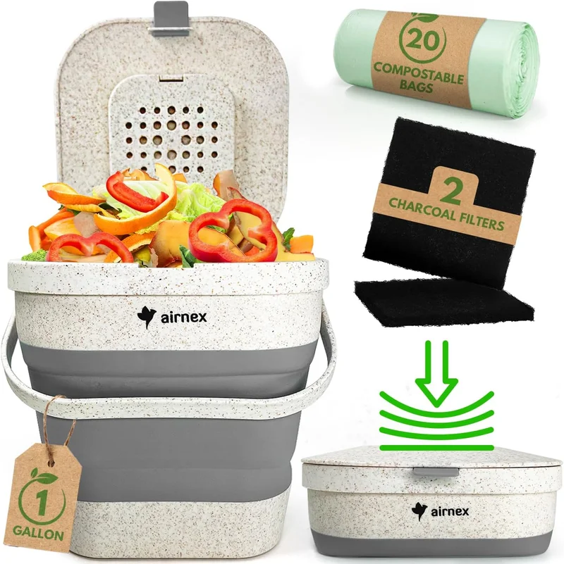 Collapsible Kitchen Compost Bin with Lid - Rank 4 in Best Countertop Compost Bin of 2025