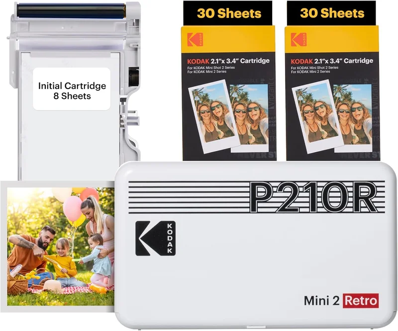 KODAK Mini 2 Retro Portable Photo Printer Bundle, White - Rank 3 in Best Iphone Photo Printer of 2025