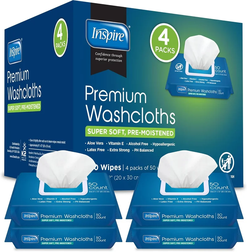 Inspire Adult Wet Wipes, 200 Count - Rank 7 in Best Dry Wipes of 2025