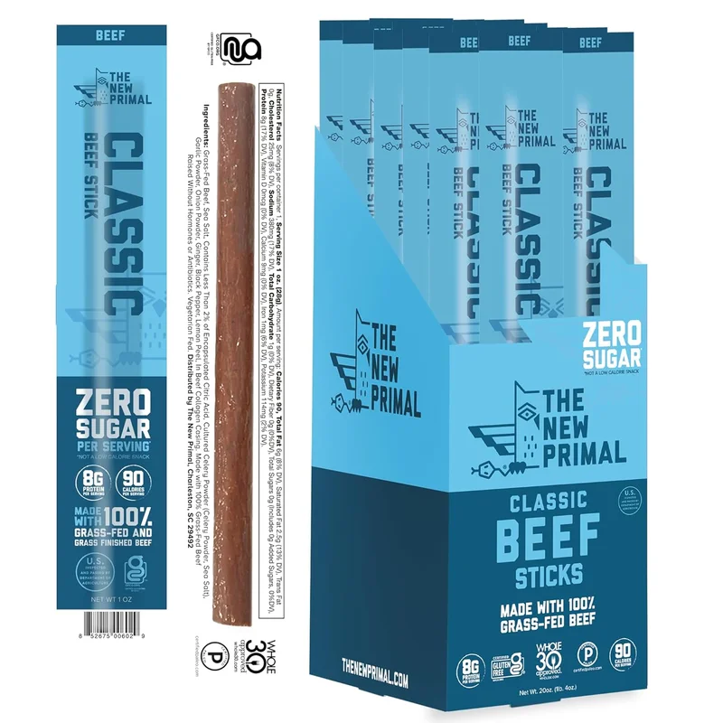 The New Primal Grass Fed Beef Sticks - Rank 4 in Best Low Carb Snack of 2025
