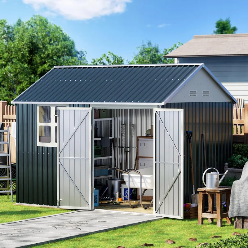 MistMo Outdoor Steel Storage Shed 10x8FT - Rank 7 in Best Sheds of 2025
