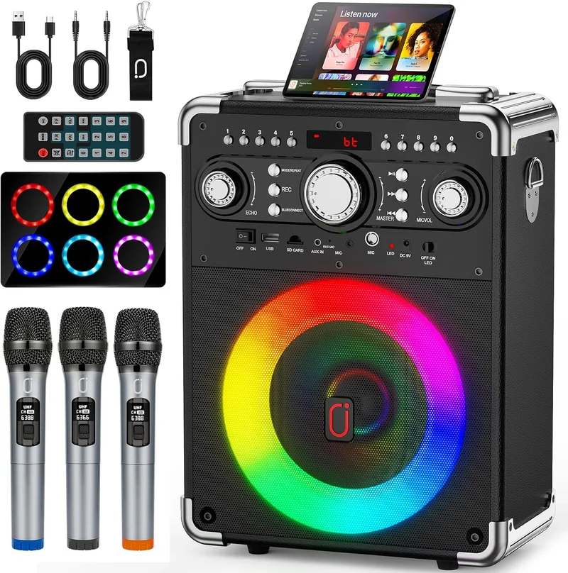 HWWR Pro Audio Karaoke Machine with Mics - Rank 5 in Best Karaoke Machines of 2025