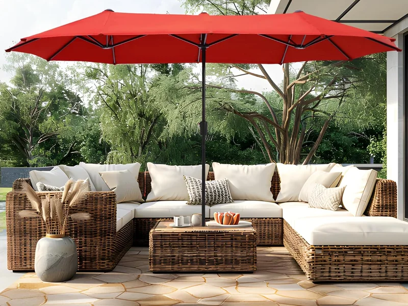 PHI VILLA Double-Sided Patio Umbrella, Orange Red - Rank 4 in Best Patio Umbrellas of 2025