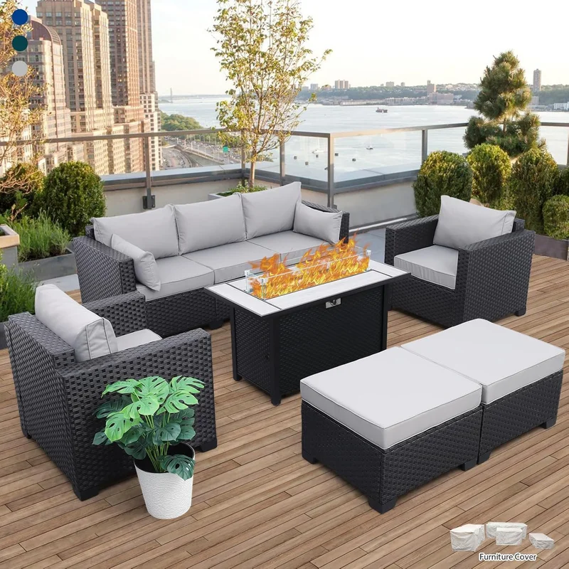 Rattaner Patio Furniture Set with Fire Pit - Rank 2 in Best Table Fire Pit of 2025