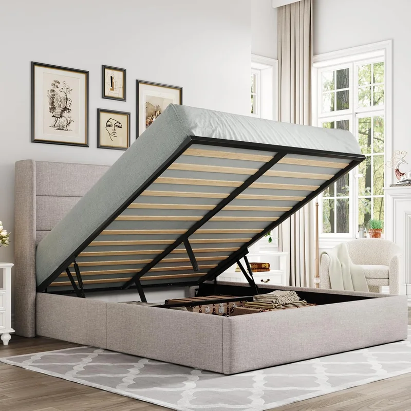 Allewie Queen Storage Bed with Wingback Headboard - Rank 10 in Best Beds of 2025