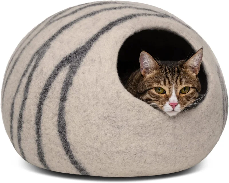 Meowfia Cat Cave Bed, Merino Wool, Light Grey - Rank 4 in Best Cat Cave of 2025