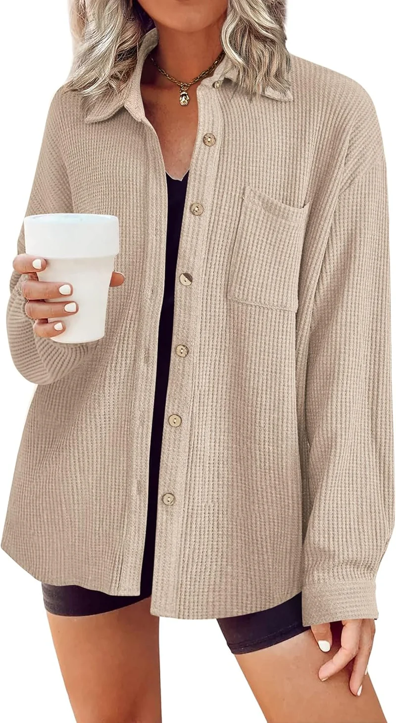 HOTOUCH Women's Waffle Knit Shacket - Rank 2 in Best Shacket of 2025