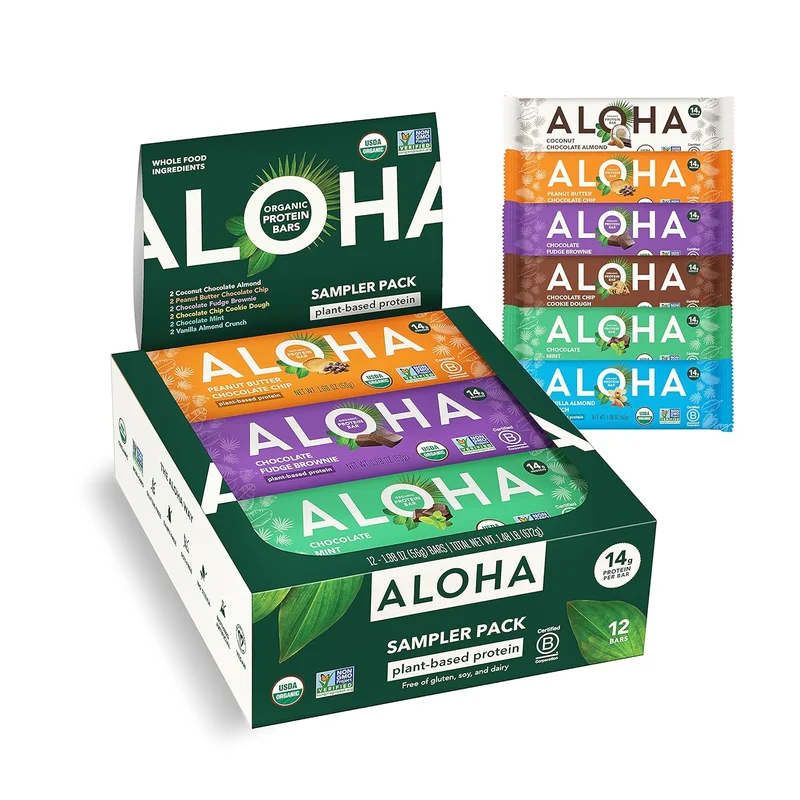 ALOHA Organic Protein Bars Variety Pack - Rank 10 in Best Low Carb Snack of 2025
