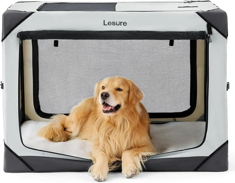 Lesure Collapsible Dog Crate - Light Gray - Rank 10 in Best Large Dog Crate of 2025