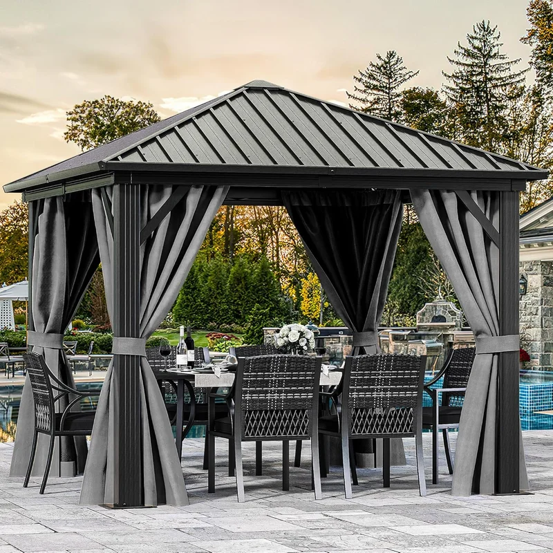 DWVO 10x10ft Steel Gazebo with Curtains - Rank 5 in Best 10x10 Gazebo of 2025