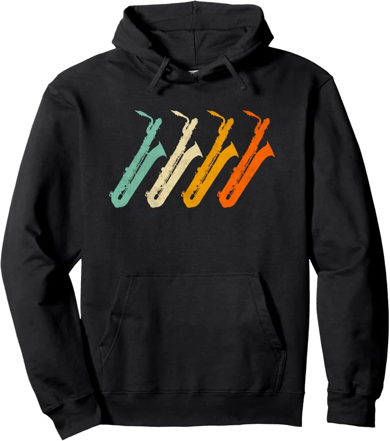 Retro Baritone Saxophone Hoodie - Rank 10 in Best Bari Sax of 2025